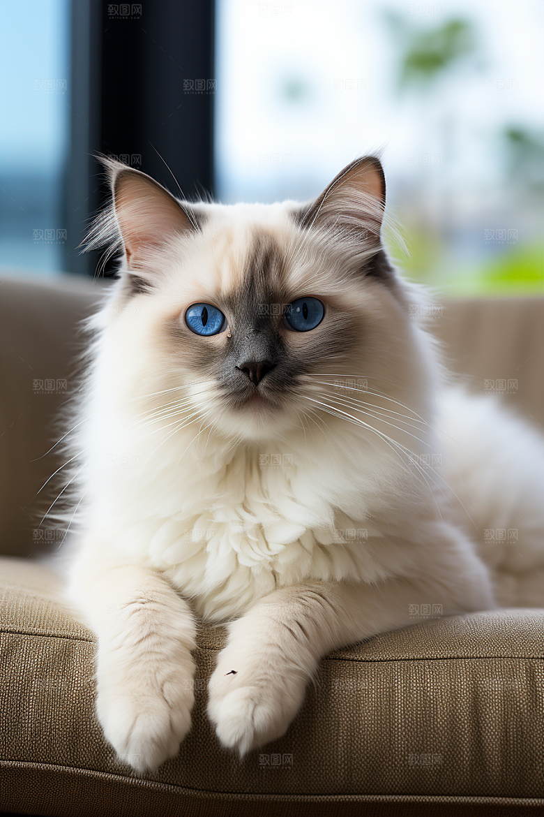 布偶猫养宠长毛猫摄影图
