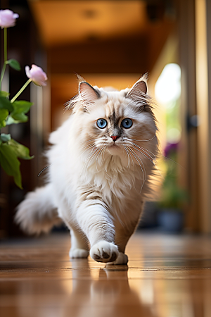 布偶猫生活长毛猫摄影图