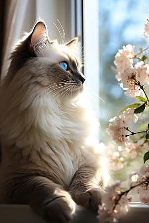 布偶猫长毛猫养宠摄影图