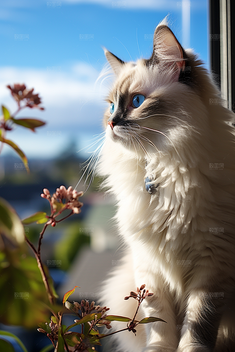 布偶猫长毛猫生活摄影图
