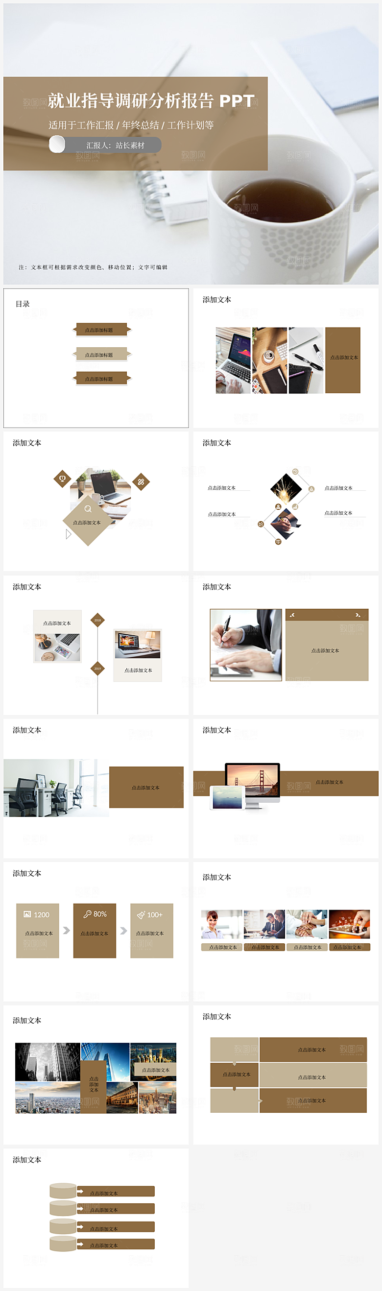 就业指导调研分析报告PPT模板