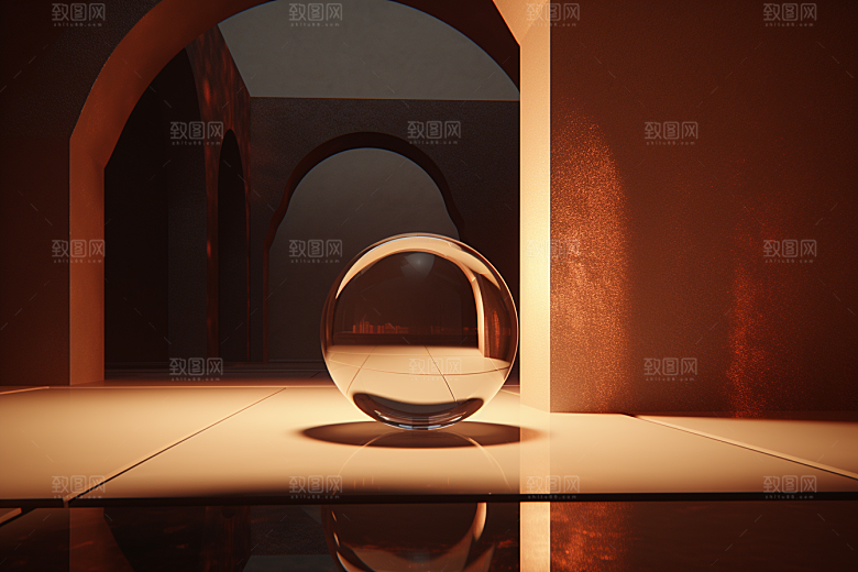 C4D科幻空间立体模型背景