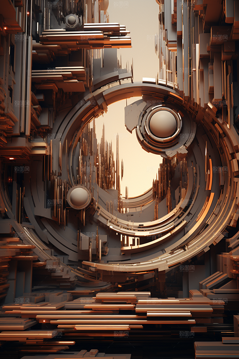 C4D科幻空间模型立体背景