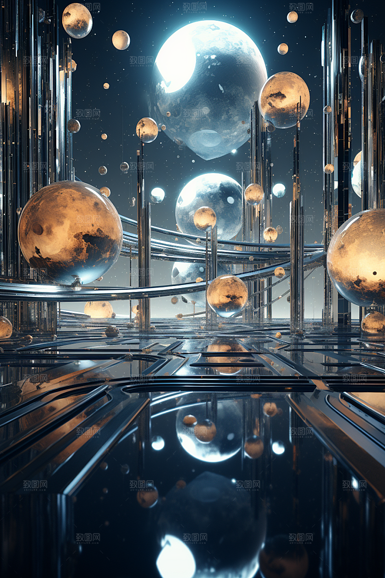 C4D科幻空间想象力模型背景