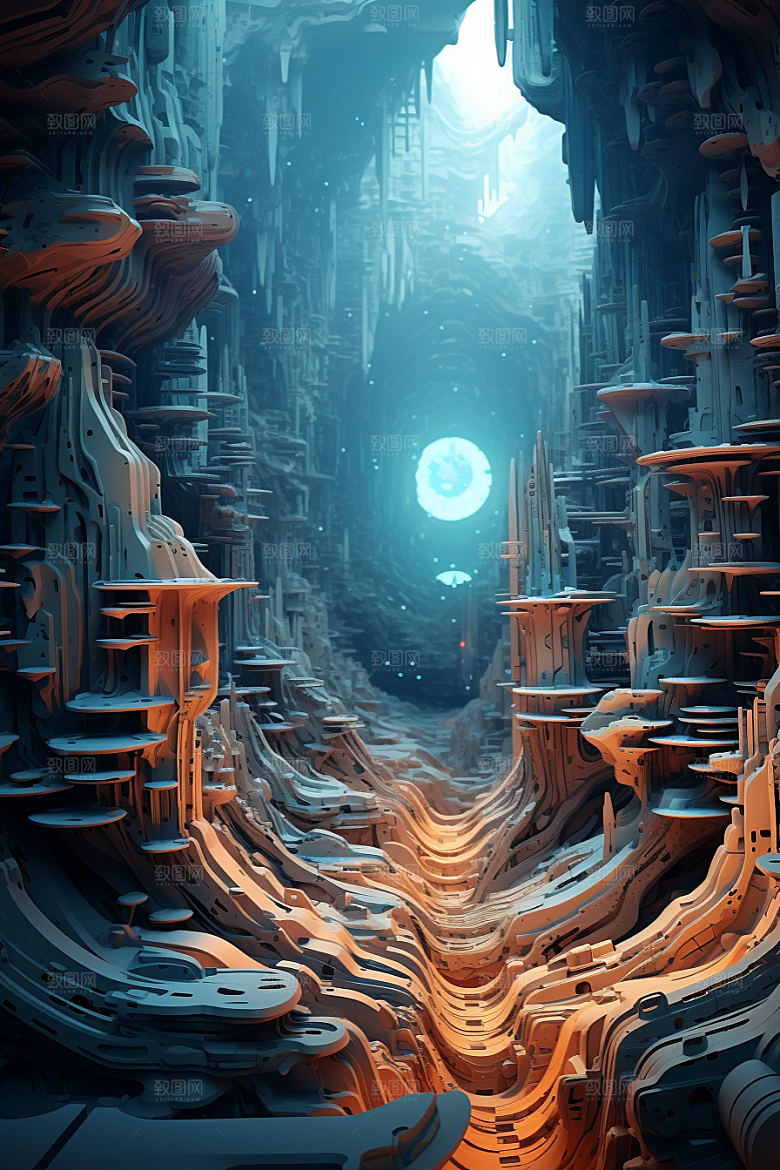 C4D科幻空间3D未来感背景