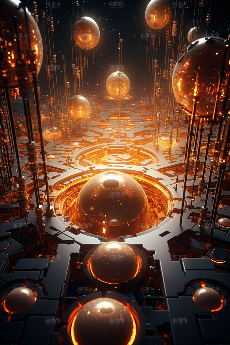 C4D科幻空间立体效果背景