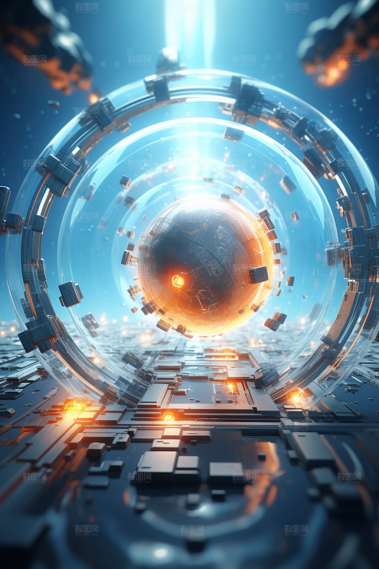 C4D科幻空间模型未来感背景