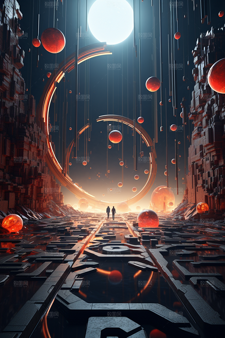 C4D科幻空间空间科技背景