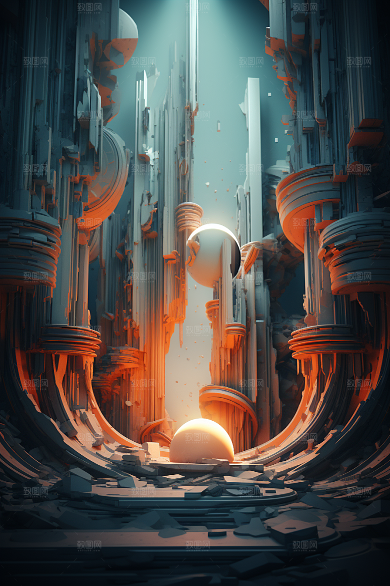 C4D科幻空间效果未来感背景