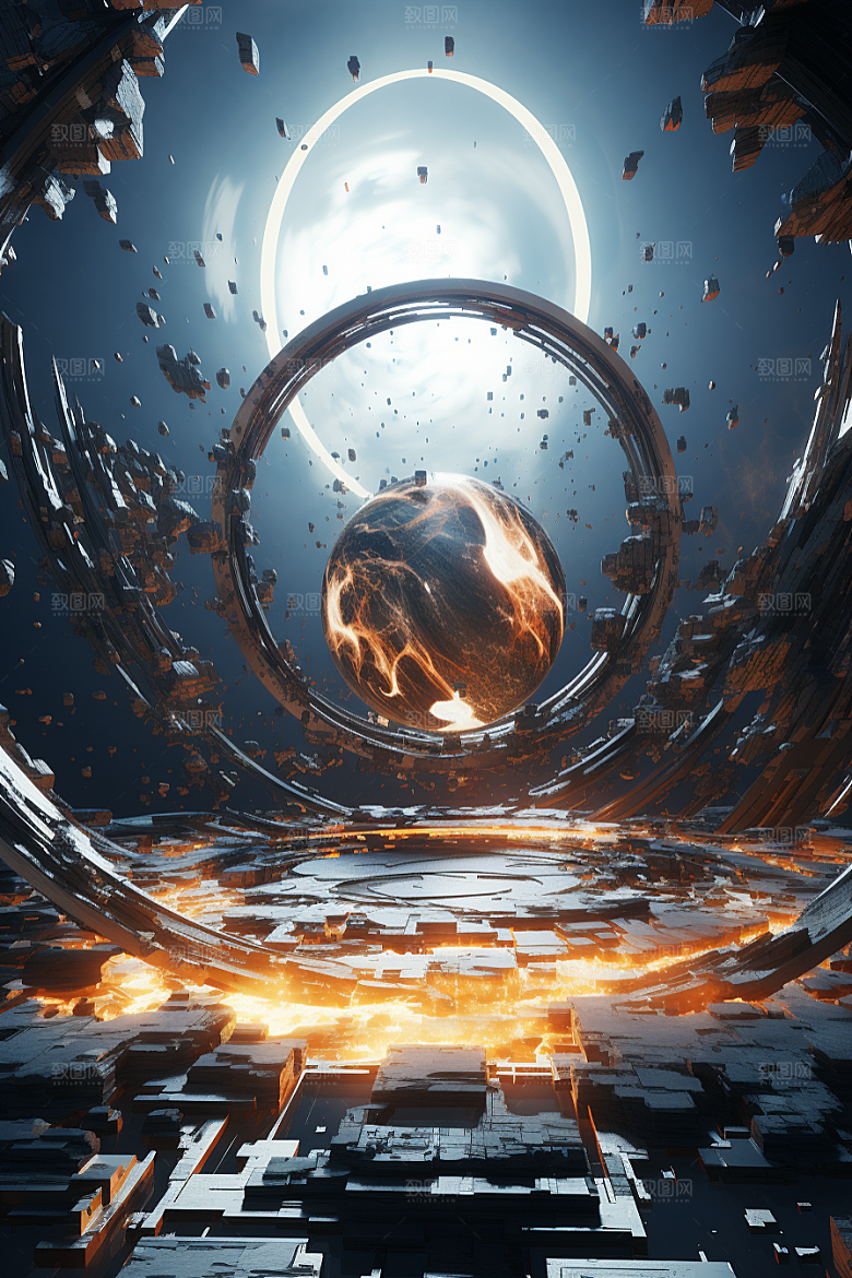 C4D科幻空间想象力渲染背景