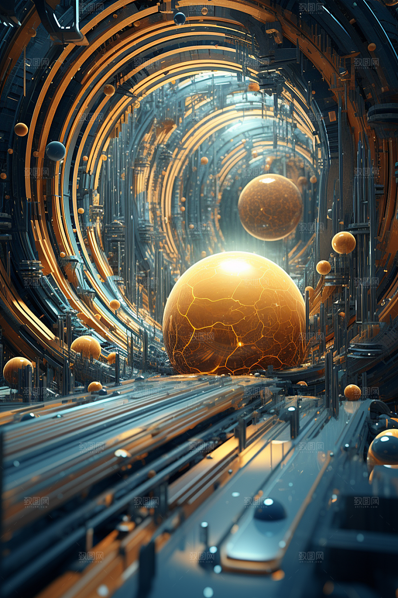C4D科幻空间3D想象力背景