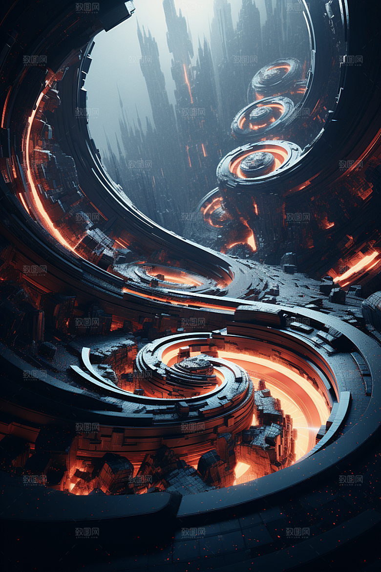C4D科幻空间未来感效果背景