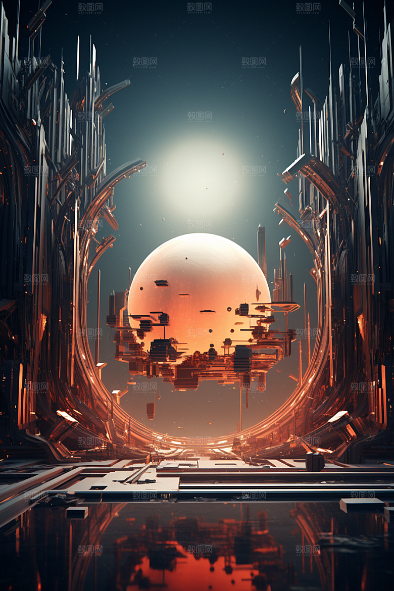 C4D科幻空间想象力立体背景