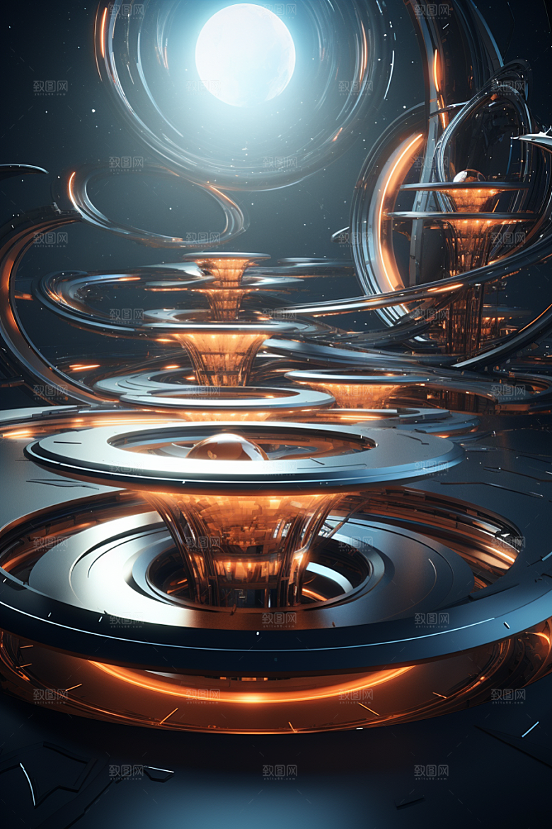 C4D科幻空间立体未来感背景