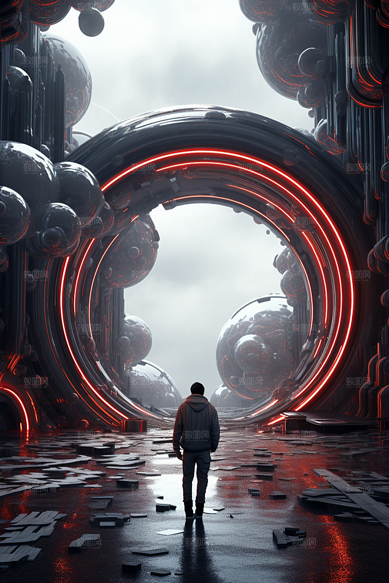 C4D科幻空间未来感渲染背景