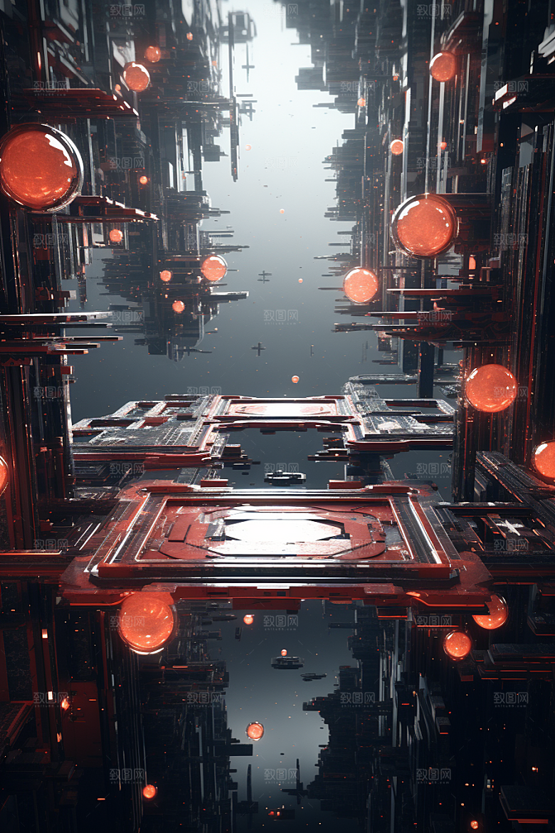 C4D科幻空间立体渲染背景