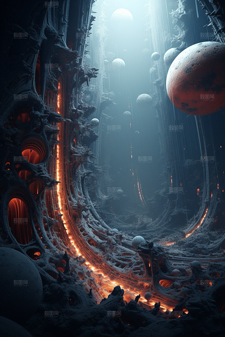 C4D科幻空间空间未来感背景