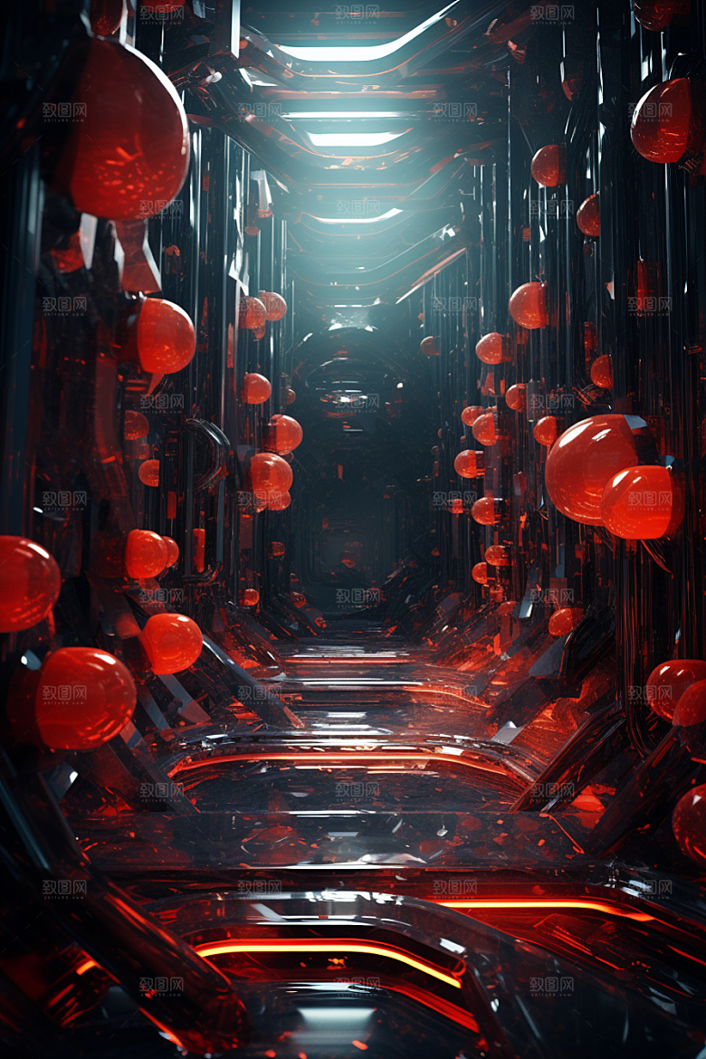 C4D科幻空间模型科技背景