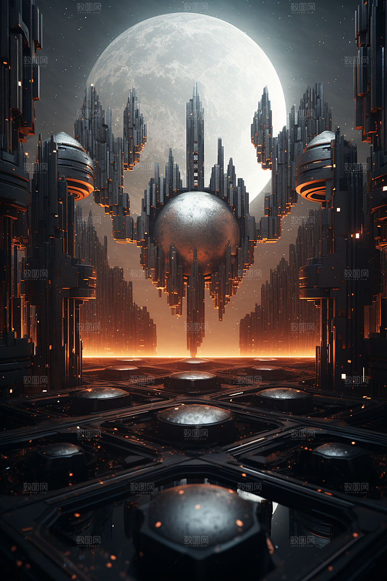 C4D科幻空间未来感模型背景