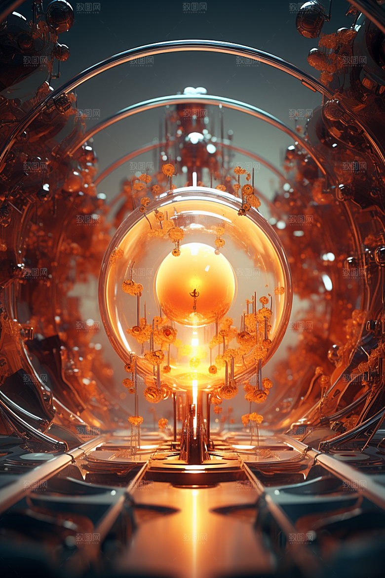 C4D科幻空间立体渲染背景