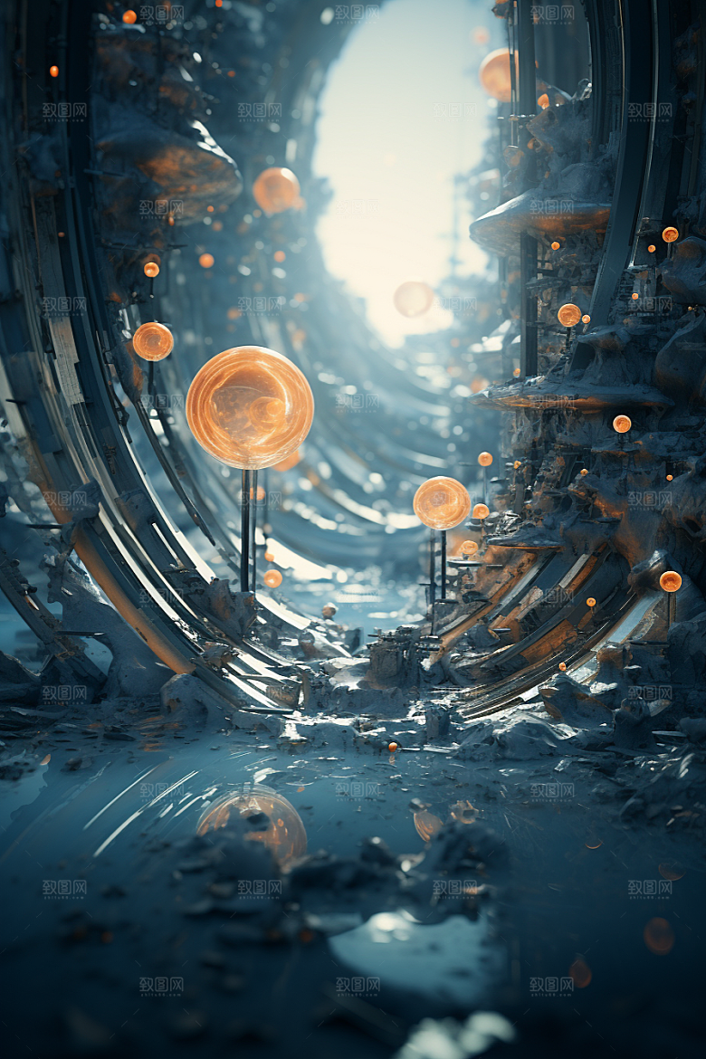 C4D科幻空间效果立体背景