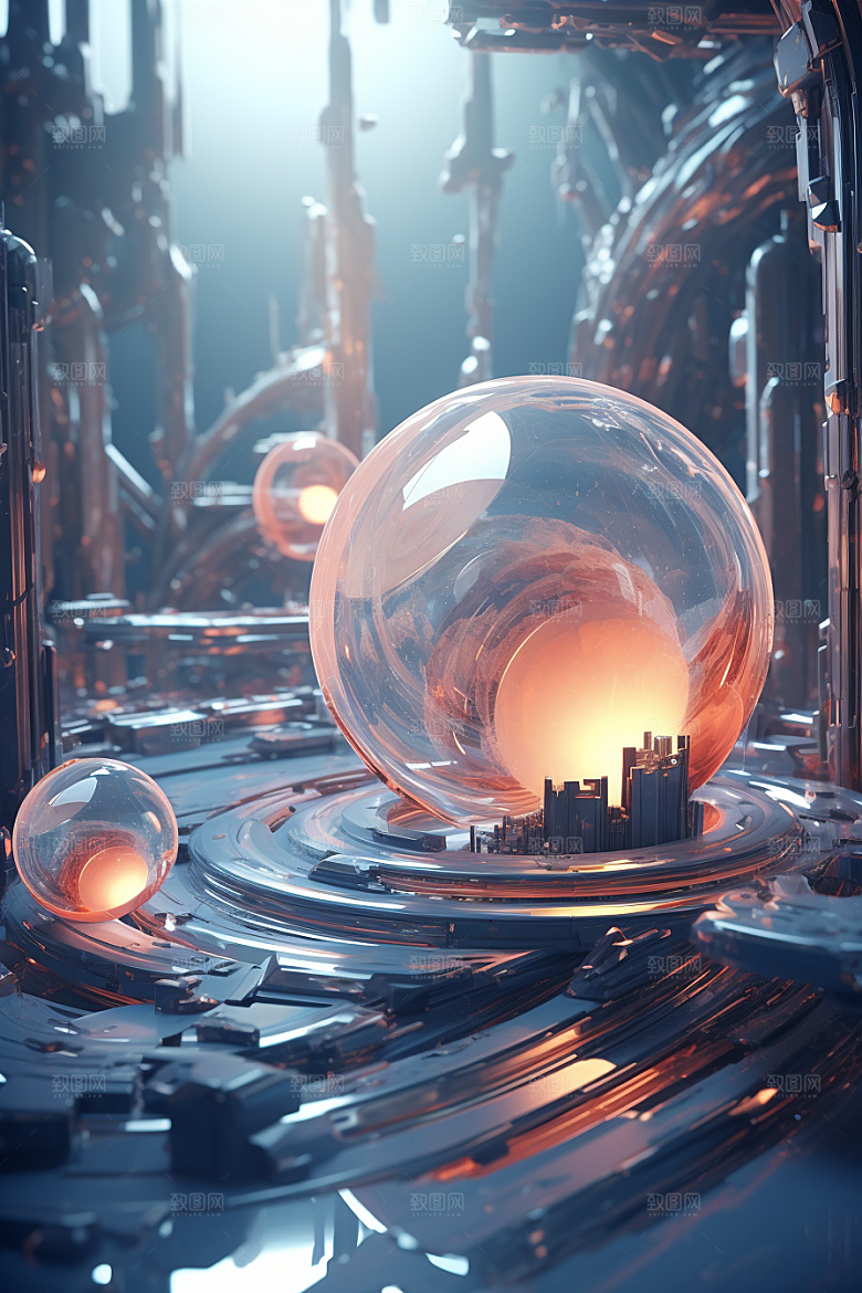 C4D科幻空间模型立体背景