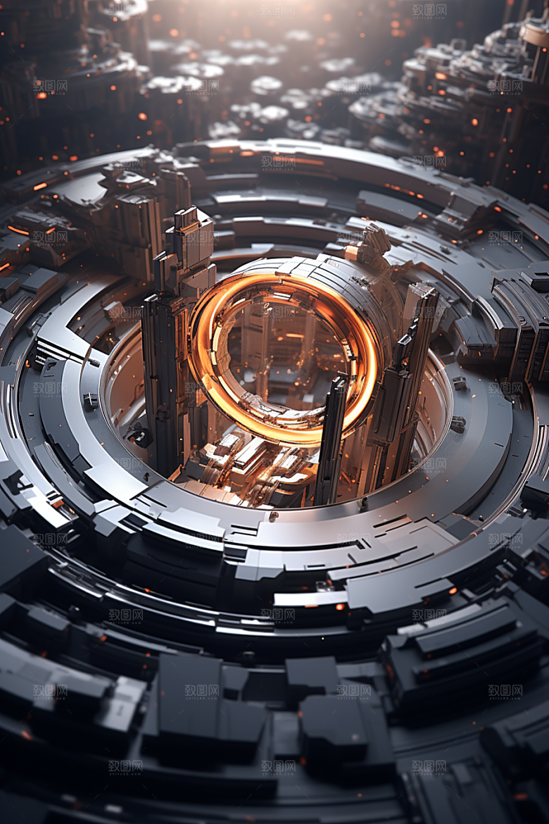 C4D科幻空间模型未来感背景