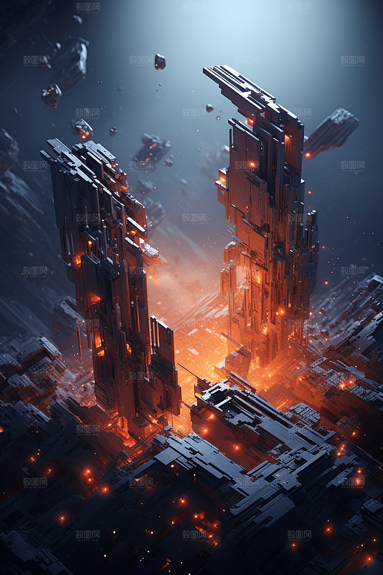 C4D科幻空间未来感渲染背景