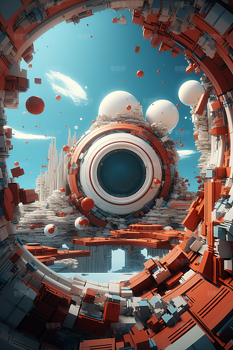 C4D科幻空间想象力效果背景