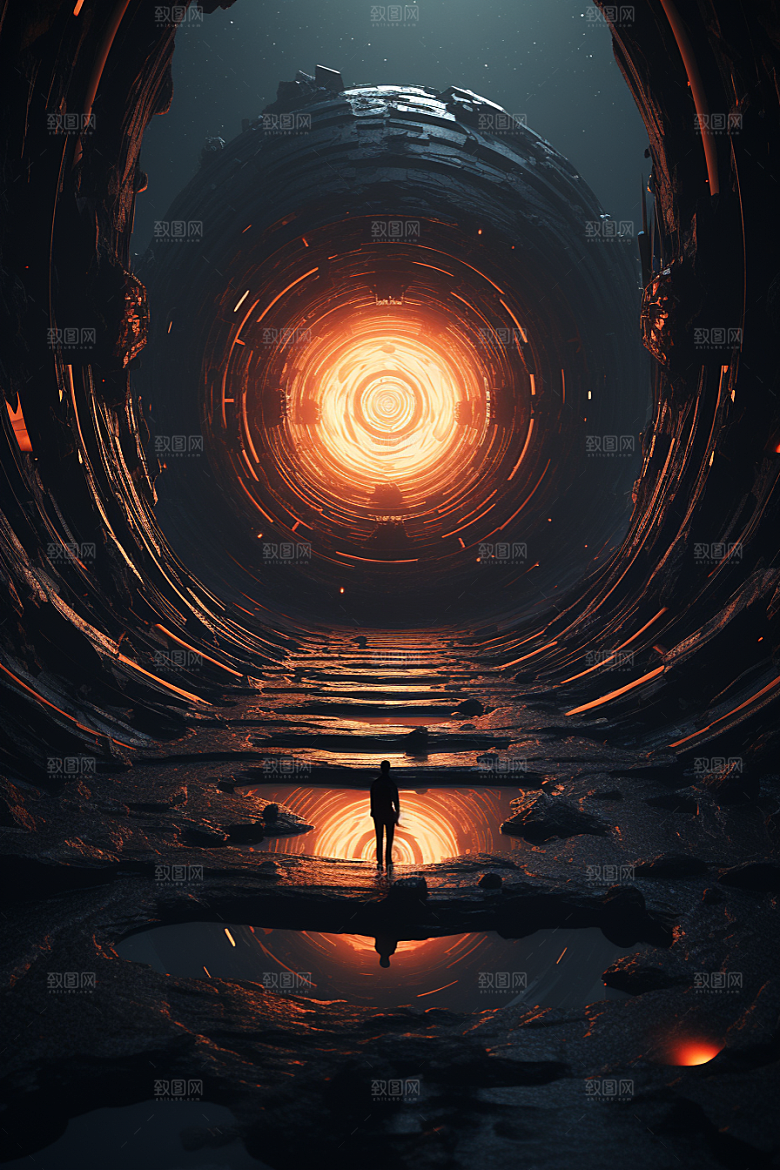 C4D科幻空间立体模型背景