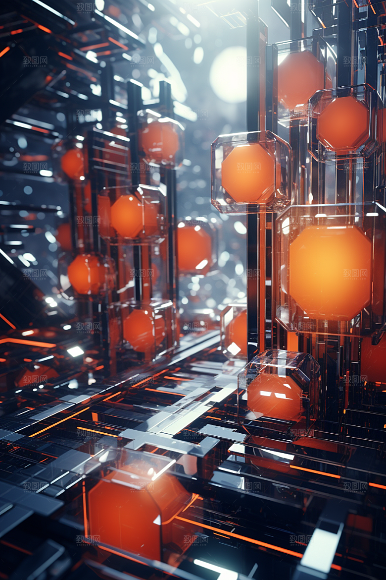 C4D科幻空间未来感模型背景