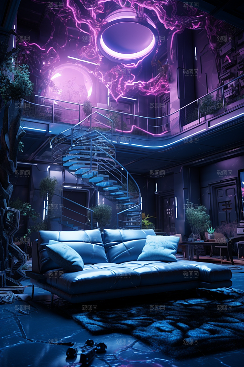 C4D科幻空间立体未来感背景