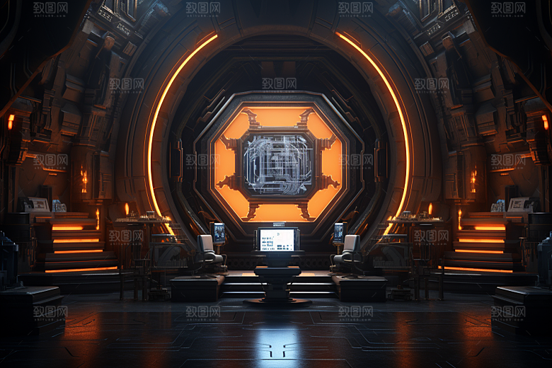 C4D科幻空间模型渲染背景