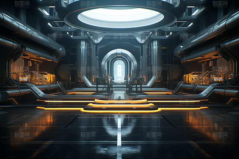C4D科幻空间立体渲染背景