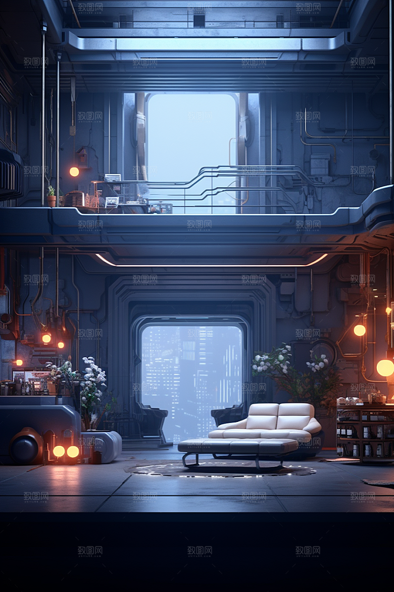 C4D科幻空间3D未来感背景