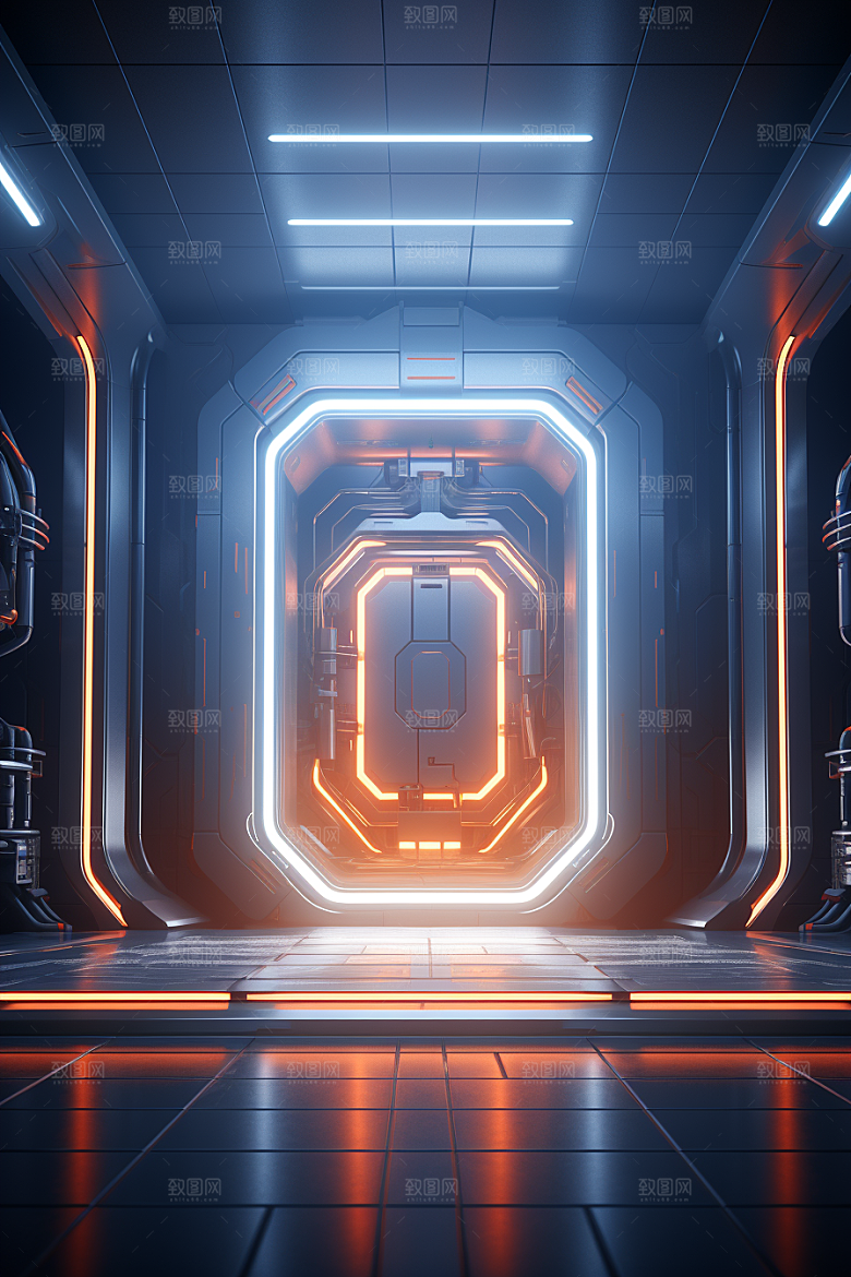 C4D科幻空间模型效果背景