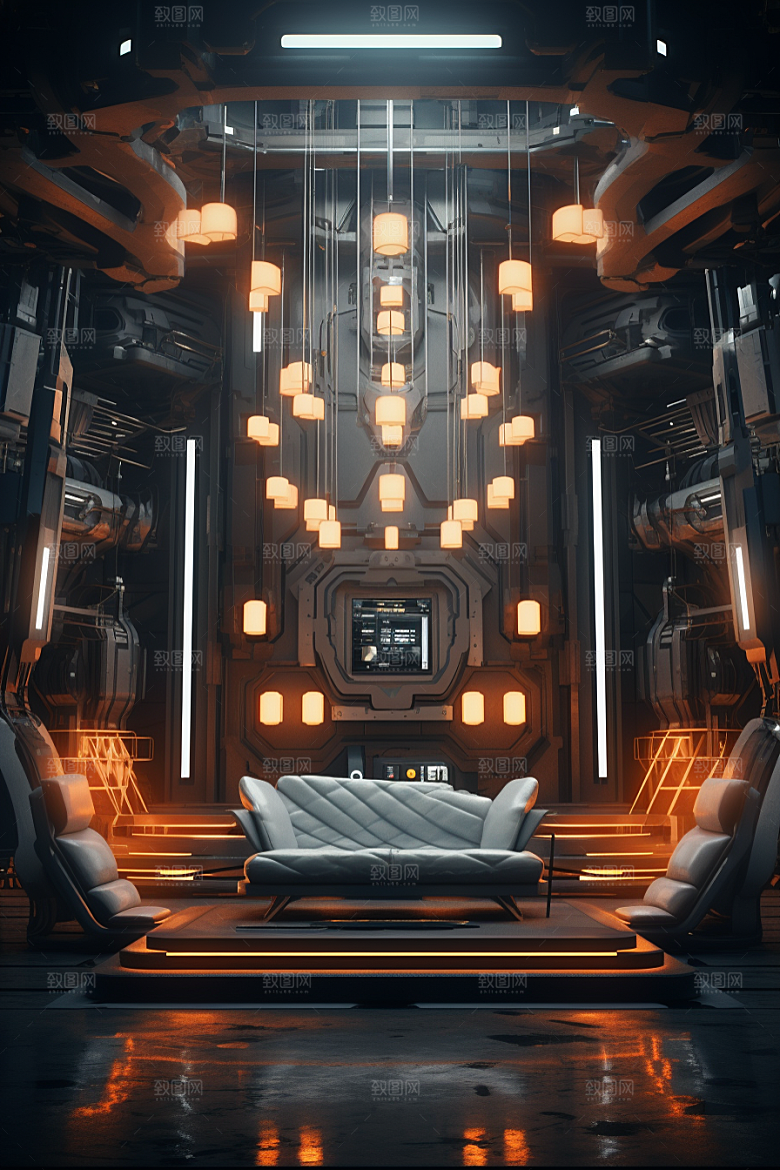 C4D科幻空间渲染模型背景