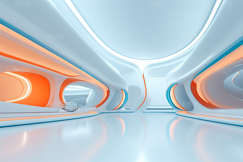 C4D科幻空间模型渲染背景
