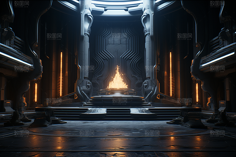 C4D科幻空间3D未来感背景