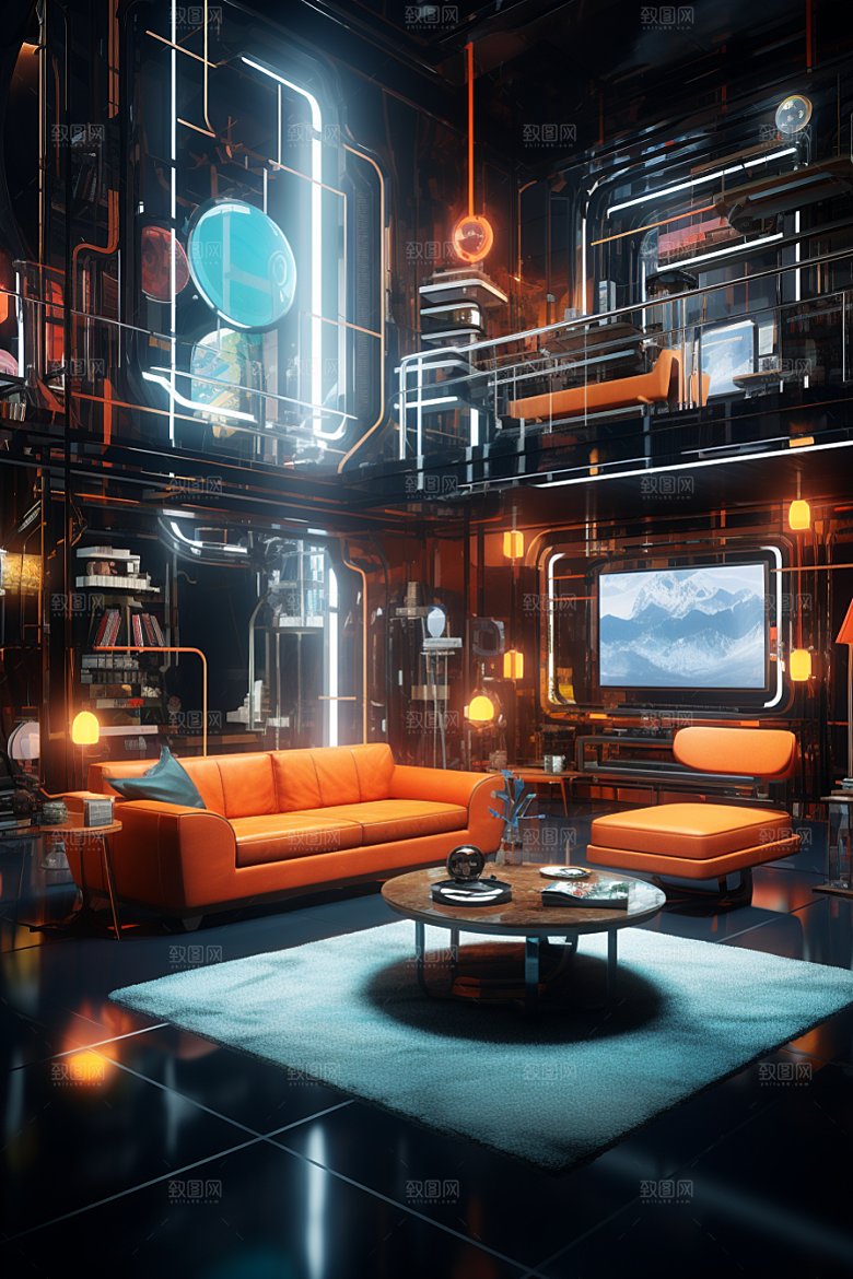 C4D科幻空间3D立体背景