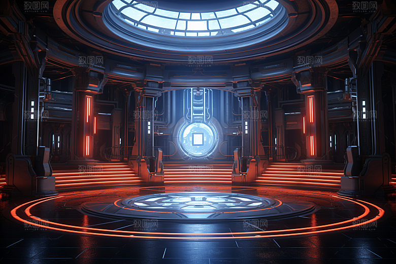 C4D科幻空间模型渲染背景