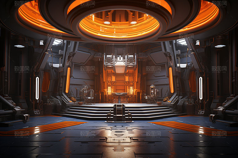 C4D科幻空间立体模型背景