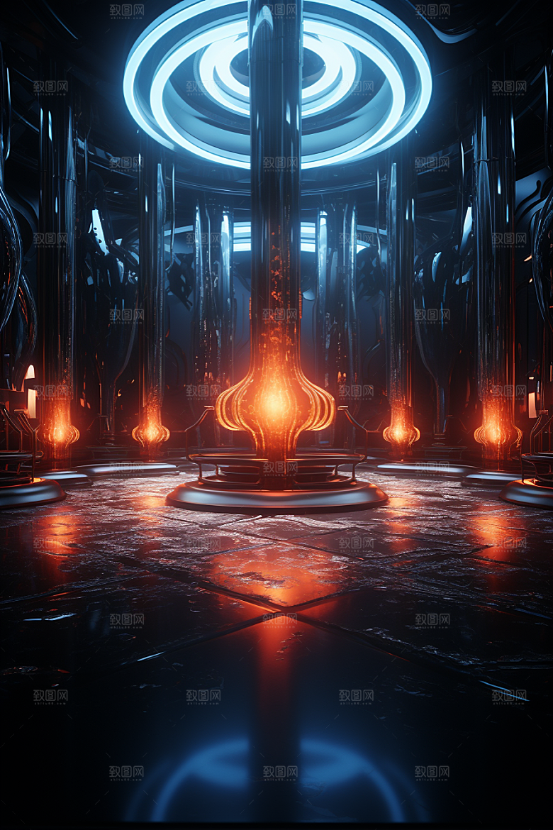 C4D科幻空间模型未来感背景