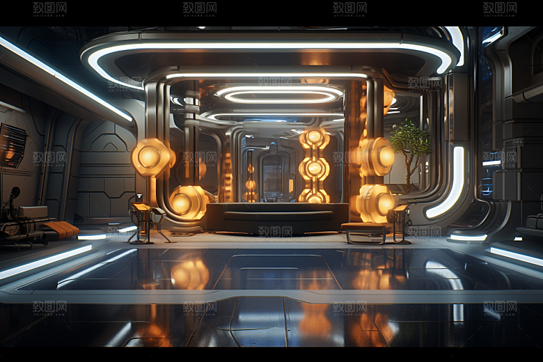C4D科幻空间想象力科技背景