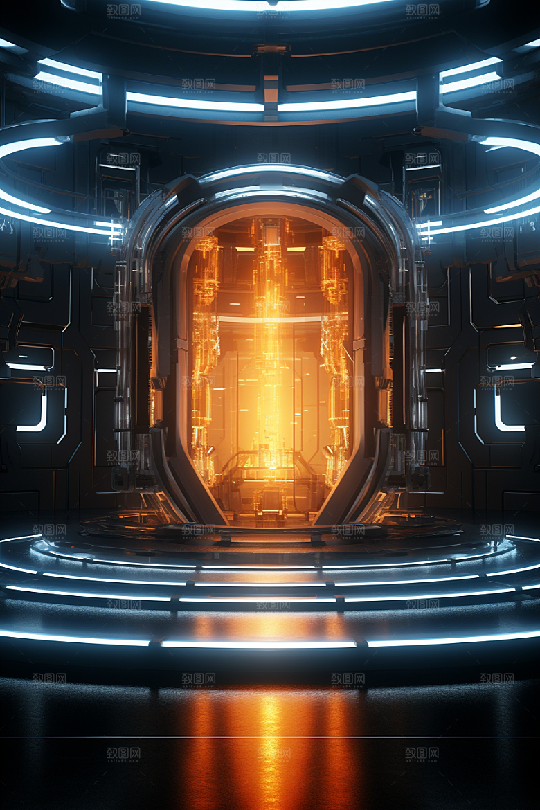 C4D科幻空间模型科技背景