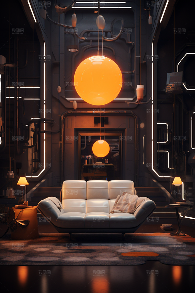 C4D科幻空间渲染立体背景