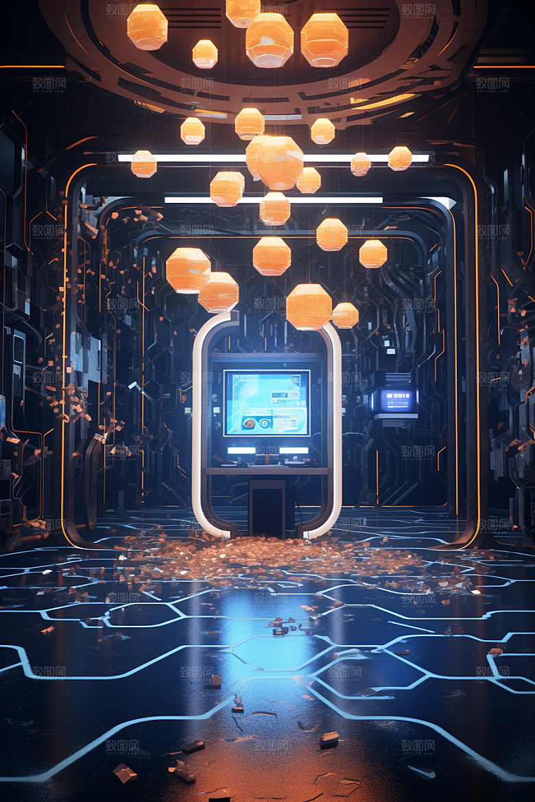 C4D科幻空间模型立体背景