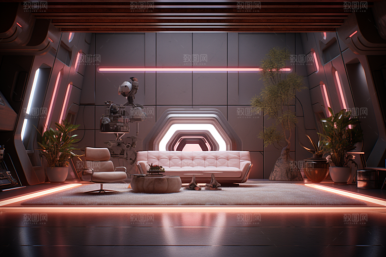 C4D科幻空间渲染立体背景