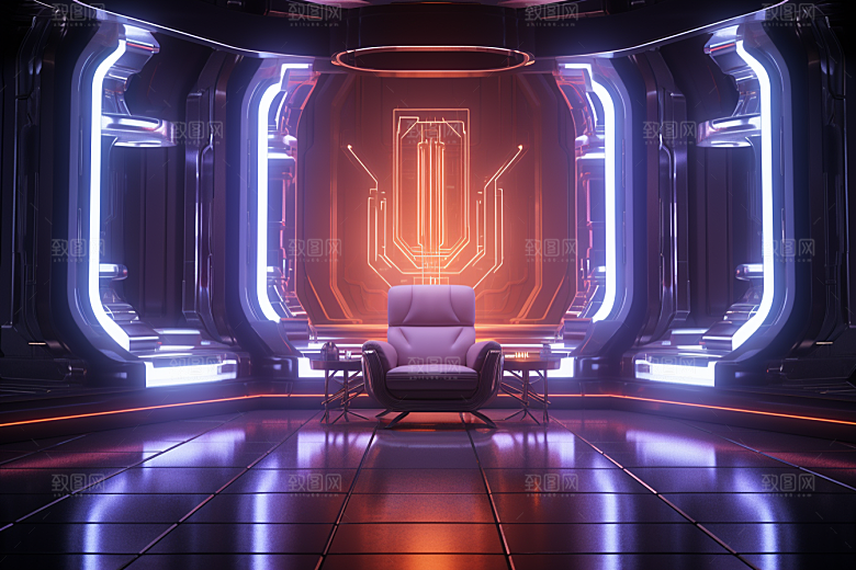 C4D科幻空间立体渲染背景
