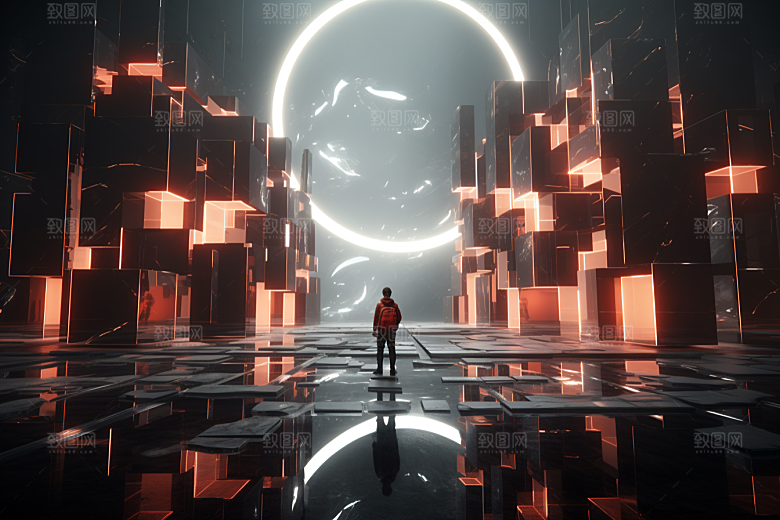C4D科幻空间3D想象力背景